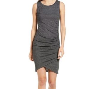 Treasure & Bond Ruched Tank Dress Charcoal Gray M Cotton Blend Desk to Dinner